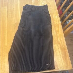 Brown Pinstripe Shorts